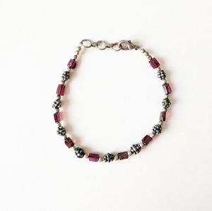 Beautiful boho bracelet with black cherry color stones